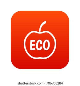 ECO apple icon digital red for any design isolated on white vector illustration
