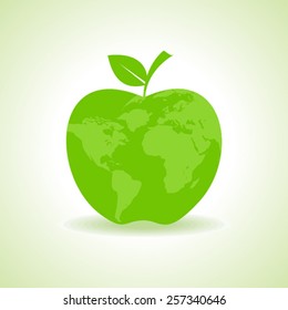 Eco Apple icon with map stock vector