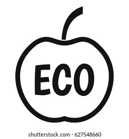 ECO apple icon in simple style isolated on white background vector illustration