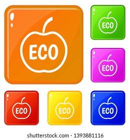 ECO apple icons set collection vector 6 color isolated on white background