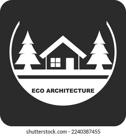Eco architecture icon, eco friendly home icon black vector