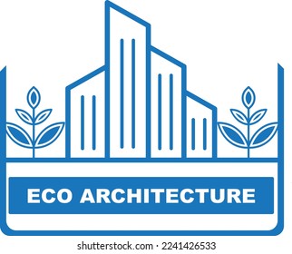 Eco architecture icon, eco residential icon blue vector