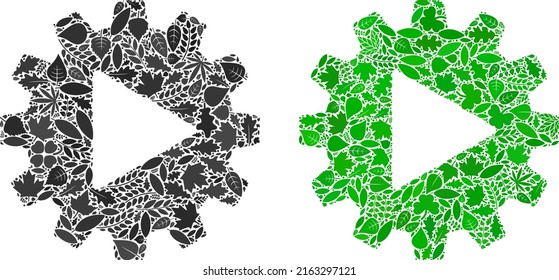 Eco automation icon composition of herbal leaves in green and natural color tones. Ecological environment vector concept for automation icon.