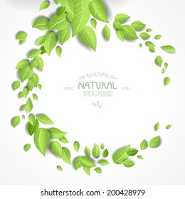 Eco background with fresh green leaves and place for text