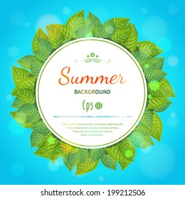 Eco background with green leaves. Vector illustration for your design