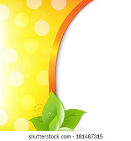 Eco Background With Leaves And Bokeh, With Gradient Mesh, Vector Illustration