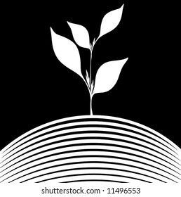 Eco Background with Sprout Black and White