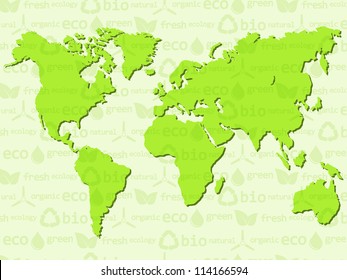 Eco background with World map. Vector  illustration.