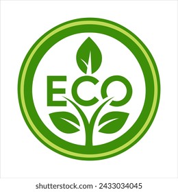 eco badge with leaves vector