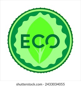 eco badge with leaves vector