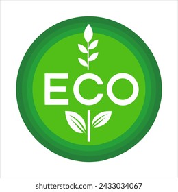 eco badge with leaves vector