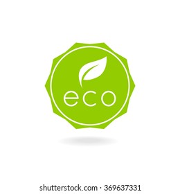 Eco badge, nature view. Green, organic product.