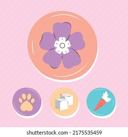 eco badges icon set on purple background