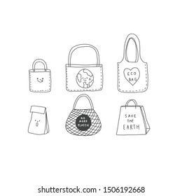eco bag in cartoon style. Vector illustration.