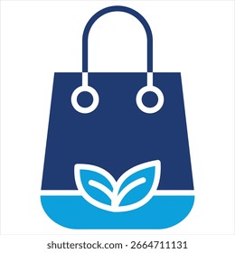 Eco Bag Flat Blue Icon Vector Illustration
