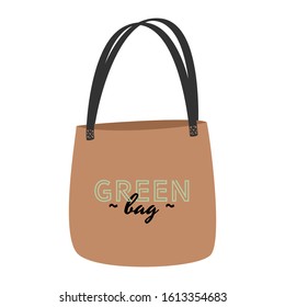 Eco bag flat illustration. Simple stuff from zero waste concept.