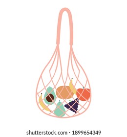 eco bag with a fruits inside of it on a white background vector illustration design