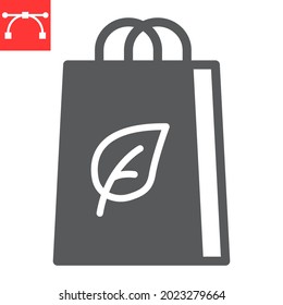 Eco bag glyph icon, reusable and ecology, ecobag vector icon, vector graphics, editable stroke solid sign, eps 10