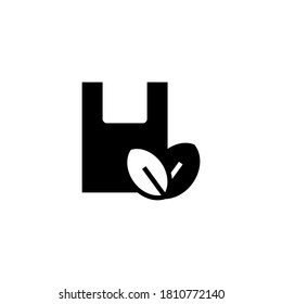 Ecobeutel Symbol auf schwarz-weißem Hintergrund, gefüllt