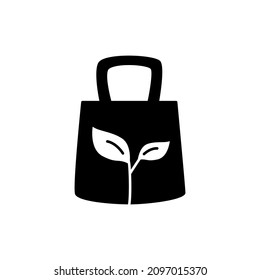 Eco bag Icon in black flat glyph, filled style isolated on white background