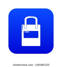 Eco bag icon blue vector isolated on white background