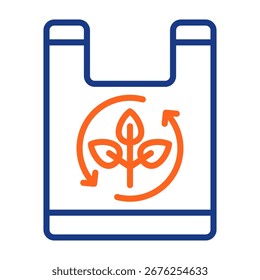 Ilustración vectorial de color de icono de bolsa ecológica