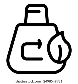 Eco bag icon depicting a reusable shopping bag with a recycle sign encouraging environmental sustainability