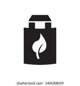 Eco bag icon. flat simple pictogram. Paper bag with leaf vector illustration