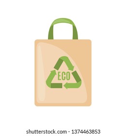 Eco Bag icon in flat style Isolated on white background. Care Environment concept. Vector illustration