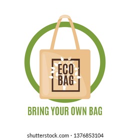 Eco Bag icon in flat style Isolated on white background. Care Environment concept. Vector illustration