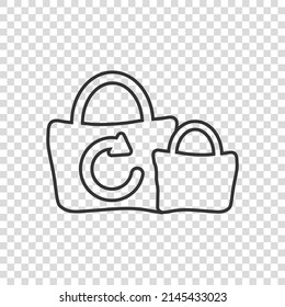 Eco-Taschensymbol im flachen Stil. Ecobag, Vektorgrafik auf weißem, isoliertem Hintergrund. Wiederverwendbare Shopper signiert Geschäftskonzept.