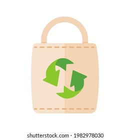 Eco bag icon. A green bag for items made of paper instead of plastic. Reuse concept