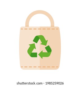 Eco bag icon. A green bag for items made of paper instead of plastic. Reuse concept