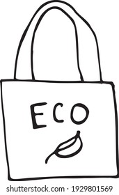 Eco bag icon isolated on a white background. Vector simple illustration in the doodle style. Eco icon