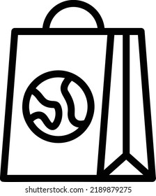 Eco Bag Icon With Outline Style, Earth Day Sign And Symbol Isolated On White Background