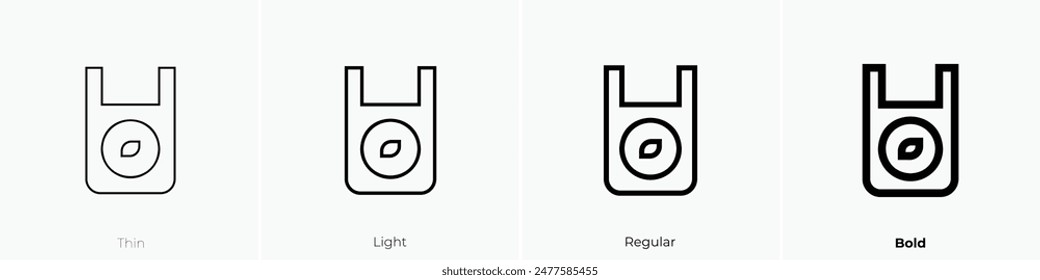 Eco Bag-Symbol. Dünnes, leichtes Regular- und Bold-Design isoliert auf weißem Hintergrund