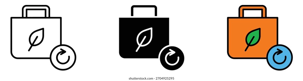 Vector de icono de bolsa ecológica. futuro más ecológico y símbolo de conciencia ambiental. Ilustración vectorial.