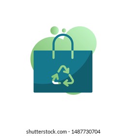 ECO bag icon vector, Recycle shopping bag filled flat sign, bicolor pictogram, green colors. Symbol, logo illustration