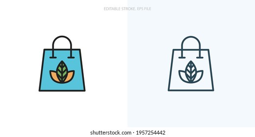 Eco bag icon for your website, logo, app, UI, product print. Editable stroke icons set