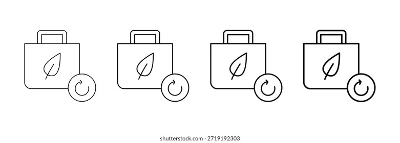 Conjunto de Vector de iconos de bolso ecológico en estilo de línea de trazo diferente