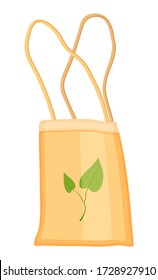 Ilustración de bolsos ecológicos, reciclado de concepto de arte plano, reutilización, menos plástico, cero residuos, salvamento de la naturaleza, vida ecológica, bolsa de plástico reutilizable para el producto, símbolo de hoja verde, proteger el planeta, el algodón, ecológicamente