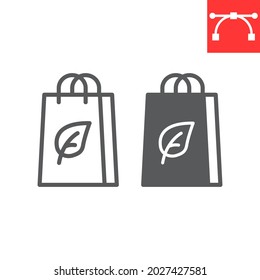 Eco bag line and glyph icon, reusable and ecology, ecobag vector icon, vector graphics, editable stroke outline sign, eps 10