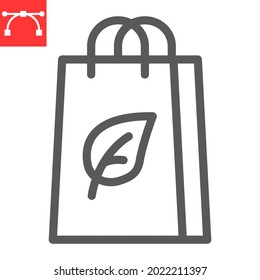 Eco bag line icon, reusable and ecology, ecobag vector icon, vector graphics, editable stroke outline sign, eps 10