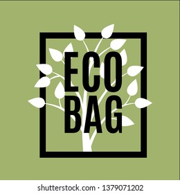 Eco bag logo with tree. Care Environment concept. Vector illustration.