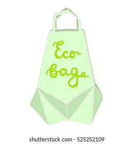 Eco bag. Origami ecological package concept with a hand drawn letters. Vector isolated object