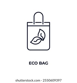 Icono de contorno de bolsa eco. Vector lineal desde el concepto de ecología. Icono de bolso eco de línea delgada aislado sobre fondo blanco