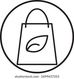 Vector de icono de contorno de bolso ecológico