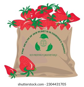 Eco bag packaging Ecology ,Eco package, Modern flat vector concept illustration of a paper bag ecological lifestyle.