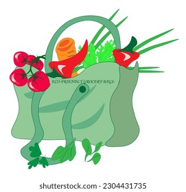 Eco bag packaging Ecology ,Eco package, Modern flat vector concept illustration of a paper bag ecological lifestyle.