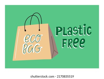 Eco-Beutel Plastik-freies Konzept. Handgezeichnete Illustration.
